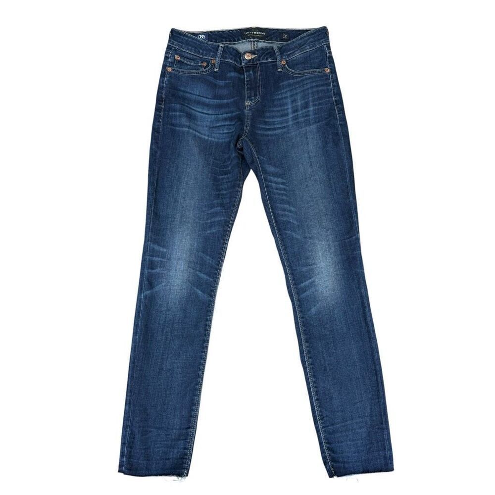 Lucky Brand Lolita Skinny Ankle Jeans Size 27 Dark Wash Raw Hem Stretch Denim